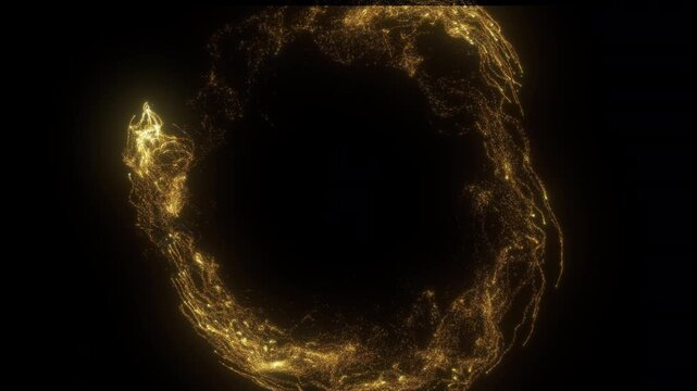 4K Flight of gold bokeh particles. Light magic sparkling glitter golden. On black background. sparkles crossing particles dust gold shining. Christmas, event, year new, anniversary, birthday, Diwali