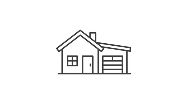 Simple Line Drawing of a House.