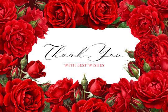 Vintage vector illustration with red garden roses on a changeable background. Floral design template for wedding invitation, greeting card, certificate, flyer or banner.