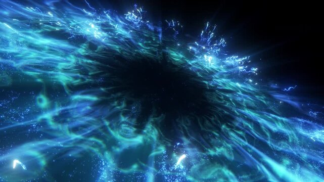 4K Blue Glitter Particle Explosion Abstract Light Burst Background Animation Video. Purple particles isolated on black. Trend effect for motion design, overlays, intros, or festive visuals.