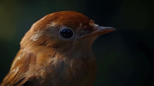 Close-up of a small bird with vibrant plumage and striking blue eyes