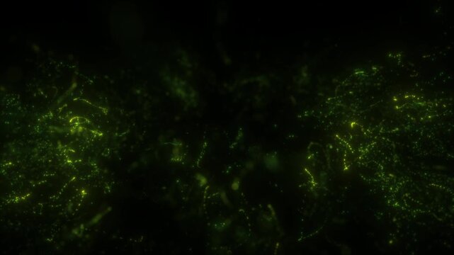 4K Green Glitter Particle Explosion Abstract Light Burst Background Animation Video, Energy Glow Particles Isolated on Black for Motion Graphics, Overlays, Intro