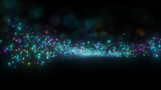 4K Colorful Glitter Particle Background Animation, Glowing Bokeh Sparkles with Magic Dust for Motion Graphics, Overlays and Intros