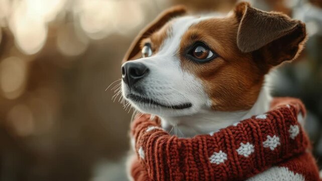 Adorable Jack Russell Terrier with Christmas Sweater