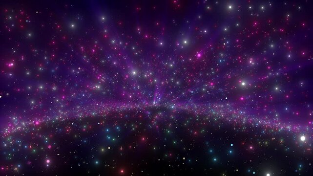 4K Purple Galaxy Particle Background Animation, Colorful Cosmic Stars with Glowing Nebula for Motion Graphics, Sci-Fi and Space Visuals