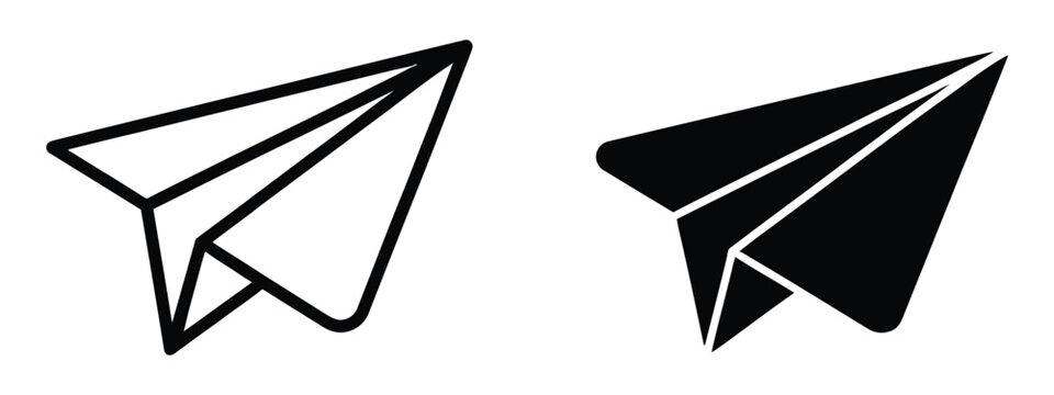 Paper plane icon representing send message button for communication delivery email transmission and digital messaging system vector, design