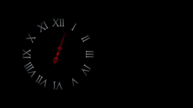 Ticking red second hand loop on minimalist black clock