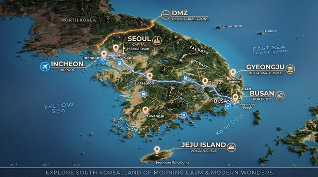 south korea map infographics
