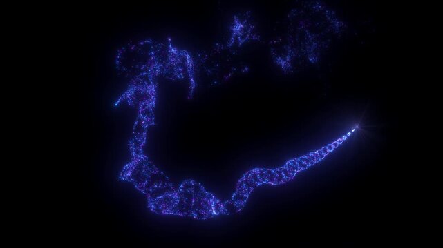 4K Blue Energy Trail. Particle Ring Background Animation, Glowing Plasma Circle with Sparkling Light on Black for Motion Graphics, Overlays and Intros