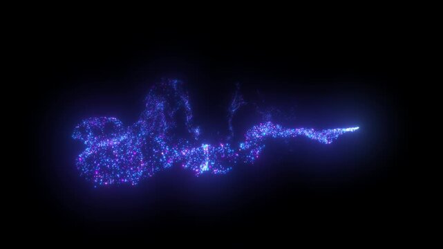 4K Blue Energy Trail. Particle Ring Background Animation, Glowing Plasma Circle with Sparkling Light on Black for Motion Graphics, Overlays and Intros