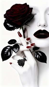 mujer, cara, beldad, moda, cabello, labio, modelaje, arte, vector, ilustraci&oacute;n, maquillaje, se&ntilde;ora, administrar, ocular, negro, glamour, amor, estilo, persona, close-up, peinado, rojo, l&aacute;piz labial