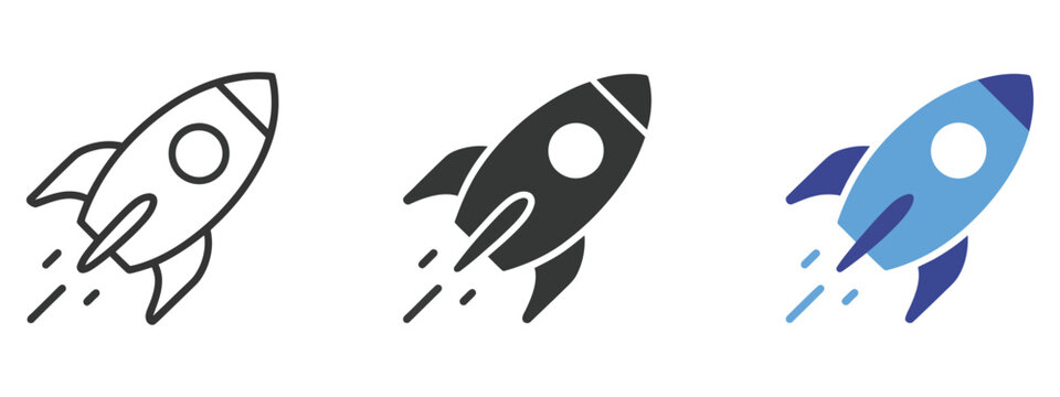 Rocket icon launching upward representing startup growth and innovation symbol for business success progress and achievement vector, design