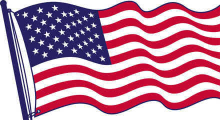 Fototapeta premium American flag illustration stars and stripes waving patriotic symbol of the united states