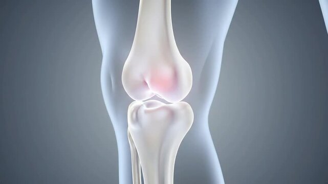 Macro Shot Of A Knee Joint Highlighting The Patella Area With Swirling Red Particles For Medical And Health Concepts