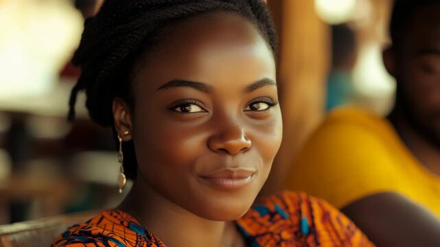 Happy Smiling Woman at a Restaurant
