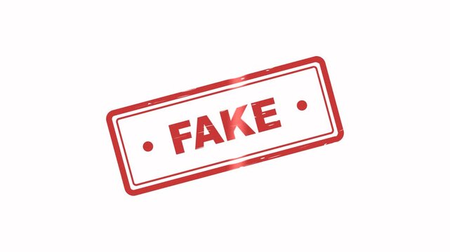 Fake stamp with red ink on transparent alpha channel background