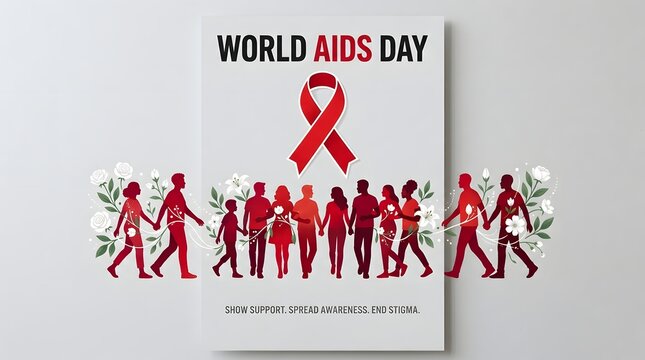 World aids day awareness poster show support spread awareness end stigma
