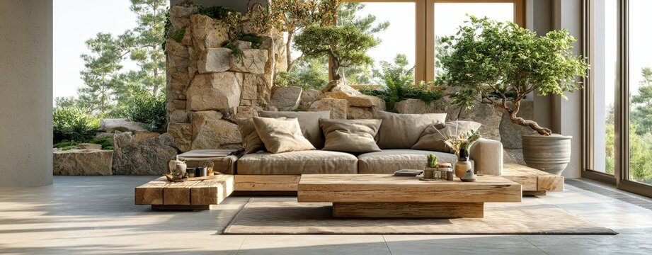 Living room features couch and coffee table setup cozy interior space with comfortable seating and central table
