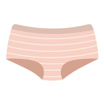 Pink Striped Women Boyshort Panties Underwear Flat Vector Icon