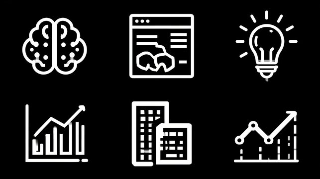AI, Big Data, and business analytics icons represent the integration of advanced technology in analyzing graphs, business data, and market trends, driving strategic decisions and innovative solutions