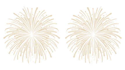 Naklejka premium Two elegant golden firework vector illustrations featuring intricate starburst patterns for festive holiday celebrations and creative digital graphic design projects