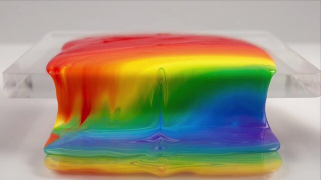 Colorful paint splash macro background rainbow liquid flow glossy vibrant abstract art dripping surface vivid gradient smooth texture creative modern minimal design with bright fluid spectrum wave