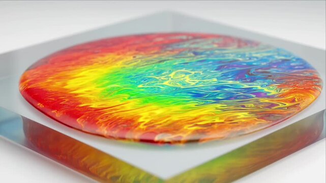 Colorful paint splash macro background circular abstract fluid art closeup vibrant rainbow swirl texture glossy resin pour pattern modern design minimal surface creative liquid gradient
