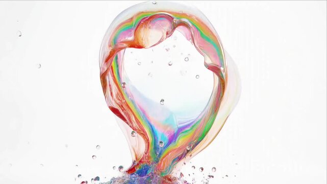 Colorful paint splash macro background rainbow abstract fluid motion bubble wave fantasy shape water droplet liquid art pattern vibrant energy modern design creative glow