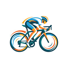 Fototapeta premium Professional road cyclist in motion illustration with dynamic colorful brush strokes and speed lines.