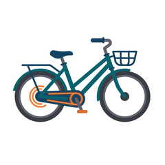 Fototapeta premium Teal vintage city bicycle with front basket and rear rack illustration.
