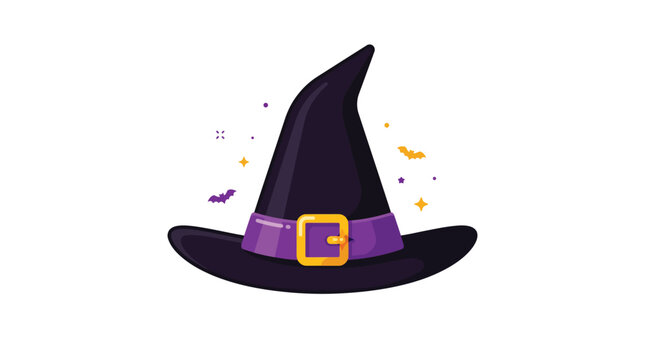 Black Witch Hat with Purple Belt.