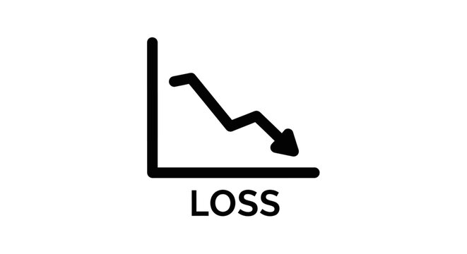 Financial Loss Graph with Downward Arrow Symbol. Business Decline and Economic Recession Chart Representing Decrease and Negative Growth Statistics.
