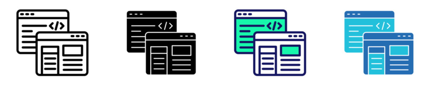 Code View Icon Set Multiple Style Collection