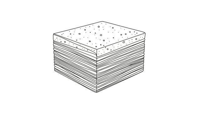 Minimalist Geological Cross-Section Block with Stratified Layers Line Art