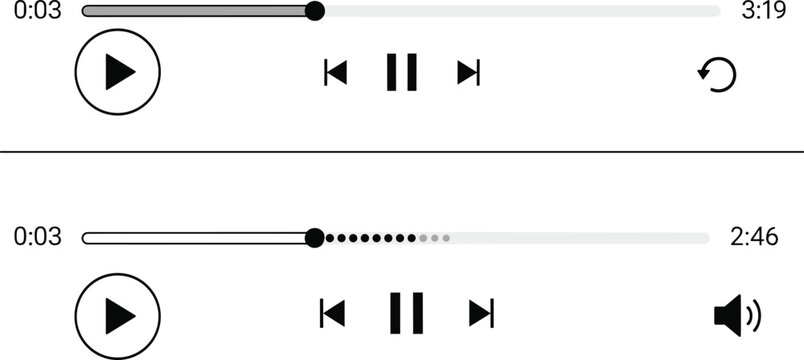 Modern Music Player Interface Controls with Audio Playback UI Elements