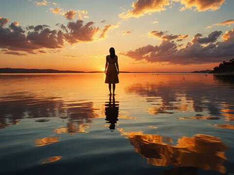 Atmospheric Sunset Silhouette Art Capturing Freedom, Stillness and Zen