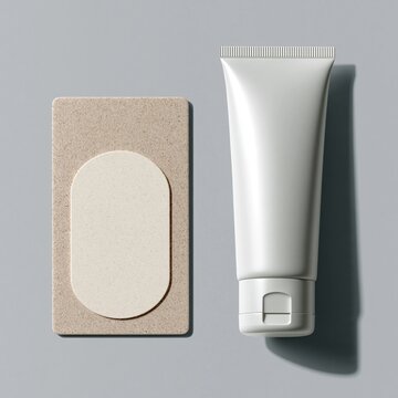Minimalist Mineral Sunscreen Tube with Patch Test Card on Gray
