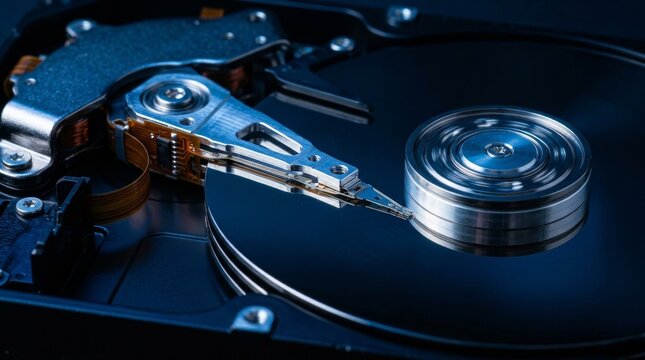 Inside of internal Harddrive HDD , Disassembled hard drive from the computer data hard drive backup disc hdd disk restoration restore recovery engineer