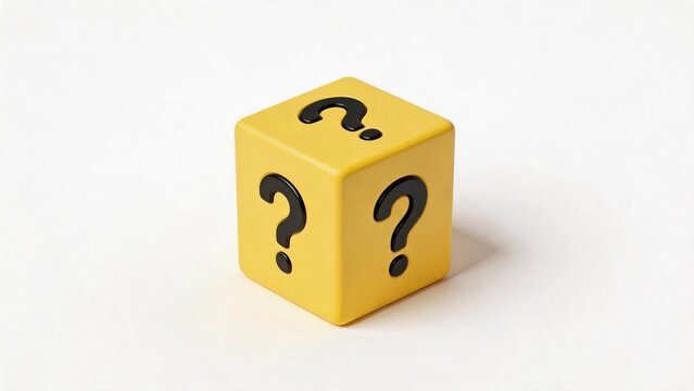 Yellow cube with question marks