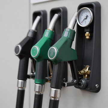 Linocut Gas Unleaded. Detailed Close-Up Of A Gas Nozzle
