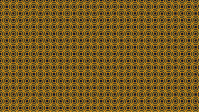 Procedural art, abstract geometric orange and blue maze patter