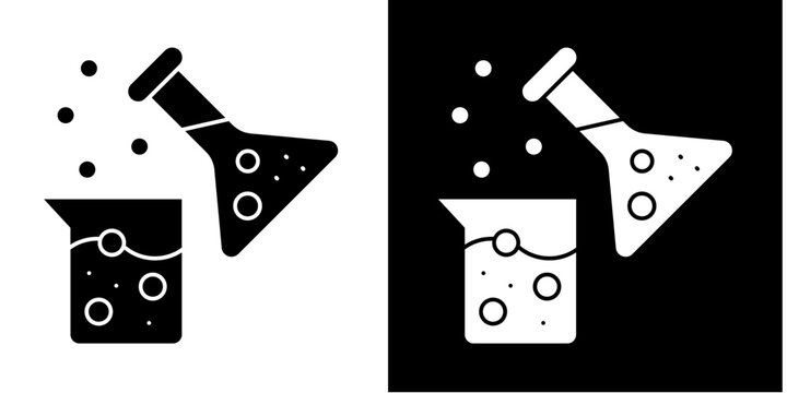 Chemical Mixture Icon Set White Glyph Style Collection
