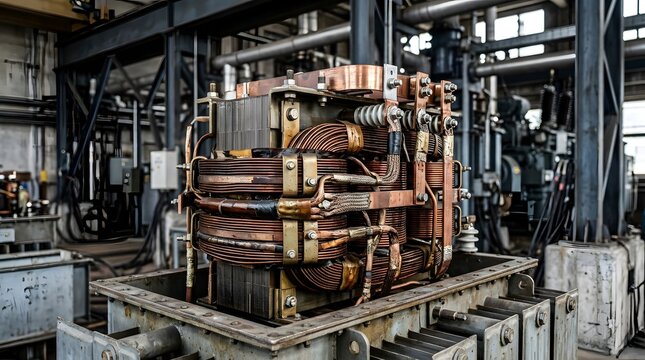 Heavy duty industrial power transformer with copper coils
