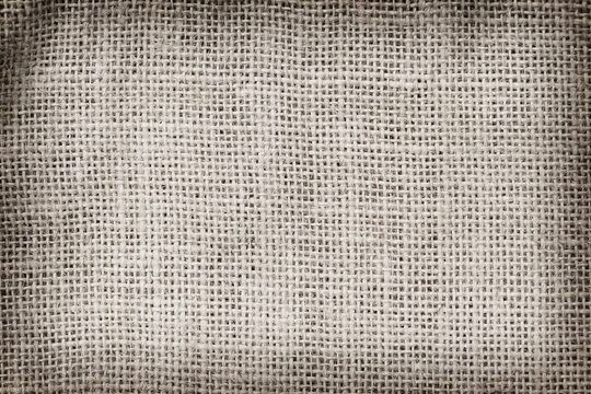 Brown sackcloth fabric texture or background with gradients shadow horizontal shape, copy space (High resolution) , real photo