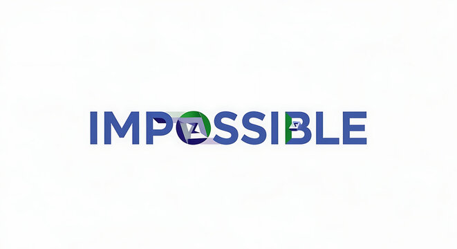 Impossible word text with optical illusion design on white background