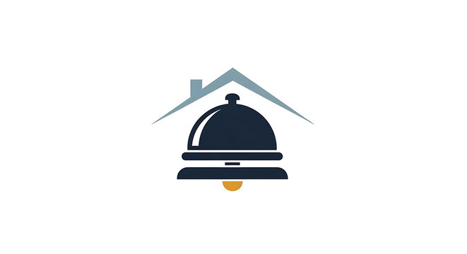 Minimalist Home Service Bell Icon Featuring A Stylized Roof Roofline Illustration For Residential Support And Hospitality Notification Concepts