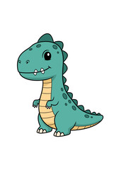 Fototapeta premium Cute cartoon dinosaur with a friendly smile and adorable appearance.