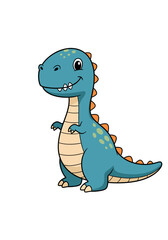 Fototapeta premium Cute cartoon dinosaur with a friendly smile and happy expression.