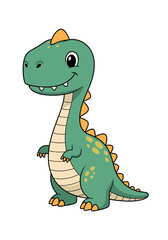 Fototapeta premium Cute cartoon dinosaur with a friendly smile, standing upright, ready for adventure.