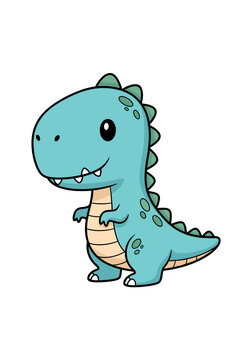 Cute cartoon dinosaur with big eyes and a friendly smile.
